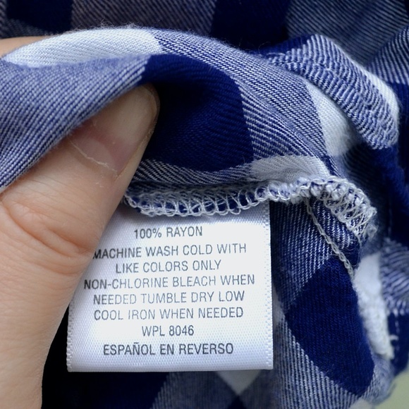 Navy and White Gingham Short Sleeve Shirt - Picture 5 of 5